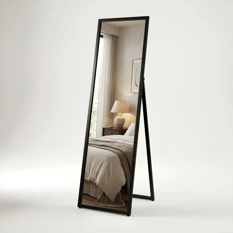 Square Full-Length Mirror - Freestanding Mirror for Bedrooms, Hallways