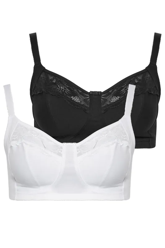 2 Pack Lace Trim Bras - Yours