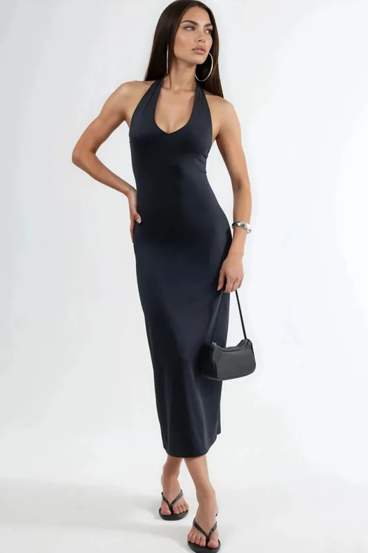 Halter Neck Midi Bodycon Dress - Hiccup