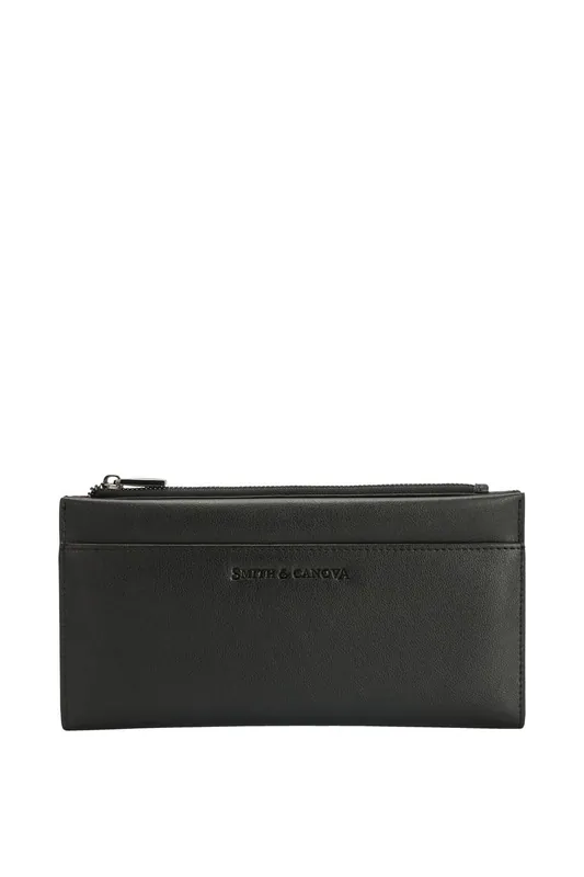Smooth Leather Long Zip Top Pocket Purse - Smith and Canova