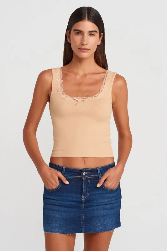 Ribbed Cotton-Blend Crop Cami Top