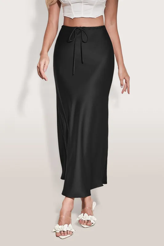 High-waisted A-Line Satin Skirt