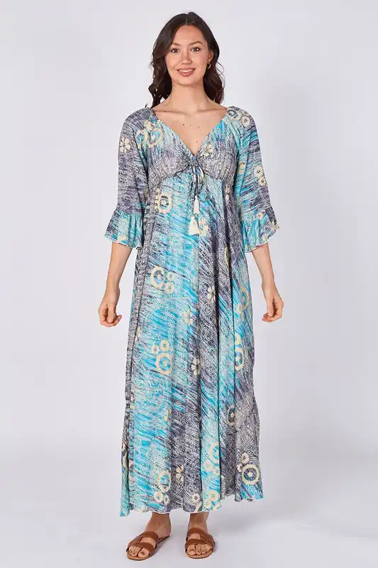 Bohemian Tie-Front Maxi Dress