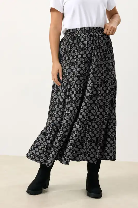 Spot Tiered Maxi Skirt - Yours