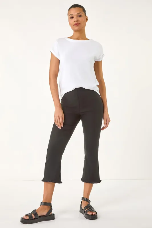 Trim Flared Cropped Stretch Trousers - Roman