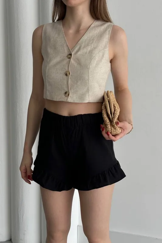 High Waist Frilly Wide Leg Shorts - MyFashion