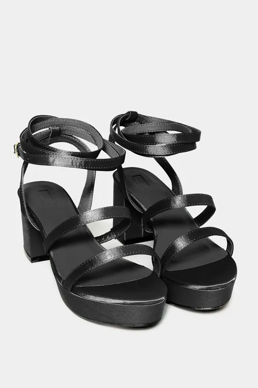 Wide Fit and Extra Wide Fit Satin Strappy Platform Heels - Yours