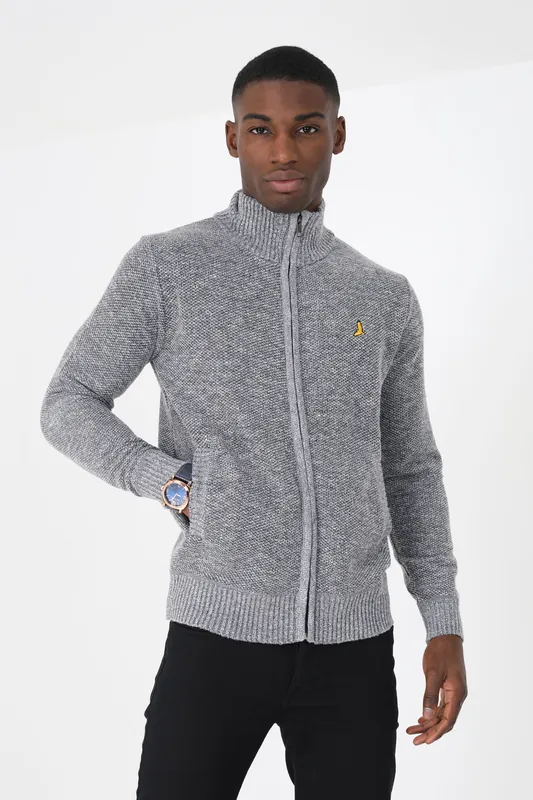 Funnel Neck Zip Through Knitted Jumper - Brave Soul