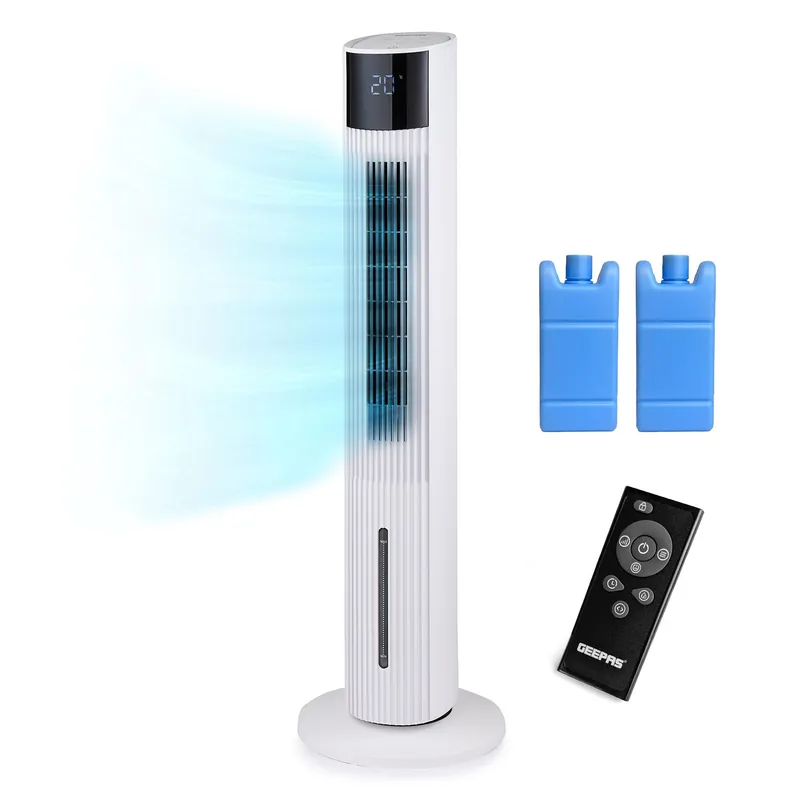 42” Evaporative Air Cooler Tower Fan 3L Tank 2 Ice Packs & Remote - Geepas