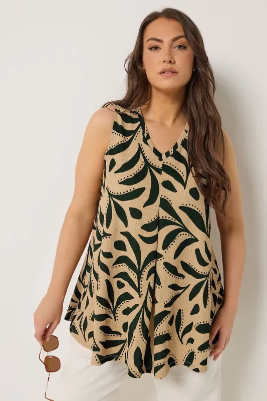 Abstract Leaf Pleat Front Vest Top - Yours
