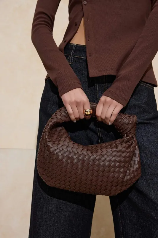 Women's Woven Knotted Handle Mini Grab Bag - WOVCOR