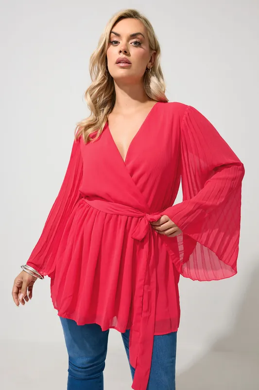 Pleat Sleeve Wrap Top - Yours