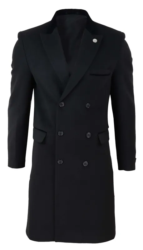 3/4 Long Double Breasted Overcoat Wool Mix - TruClothing