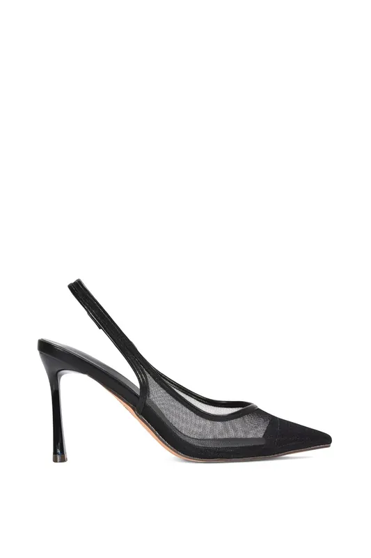 Caroline' Mesh Slingback Stiletto Heel Court Shoes With Pointed Toe - XY London