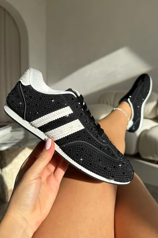 Crystal Dewdrop Lace-Up Trainers