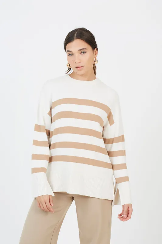 Striped Loose Fit Jumper with Wide Sleeves - Brave Soul