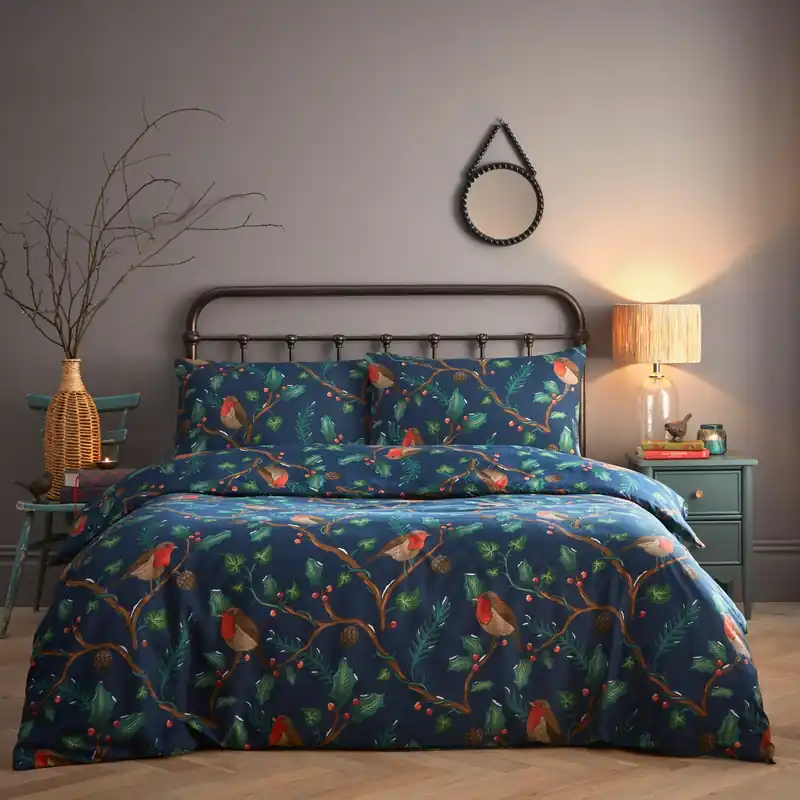 Dalby Robins Holly Duvet Cover Quilt Set with Pillowcase - Portfolio Home