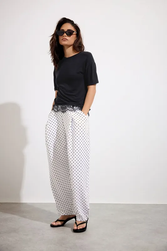 Petite Polka Dot Barrel Leg Trousers - PixieGirl