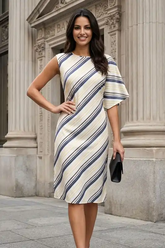 Striped Lyocell Midi Dress - MyFashion