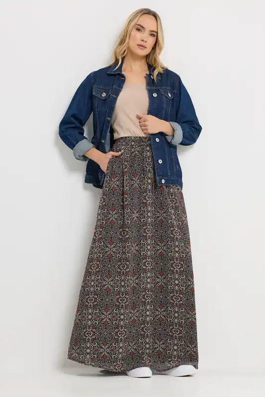 Tall Abstract Tie Waist Maxi Skirt - Long Tall Sally