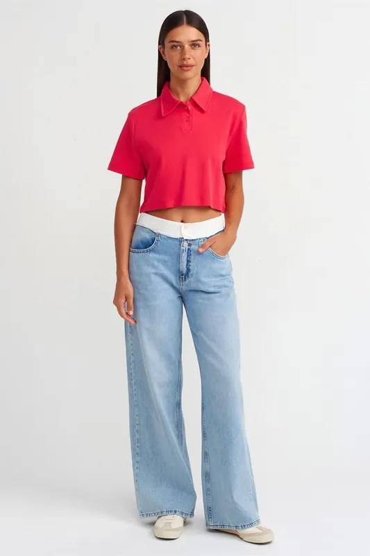 High-Waist Wide-Leg Cotton Denim Jeans