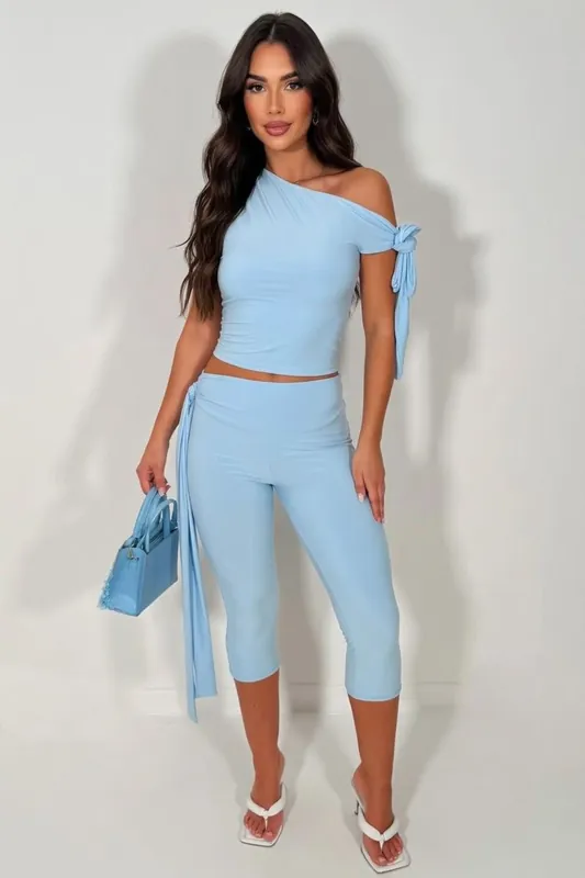 Tie Drop Shoulder Top and 34 Legging Co-ord - Slinky - Two Piece Set