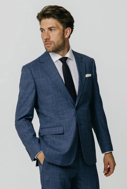 Blue Check Suit Jacket - Dobell