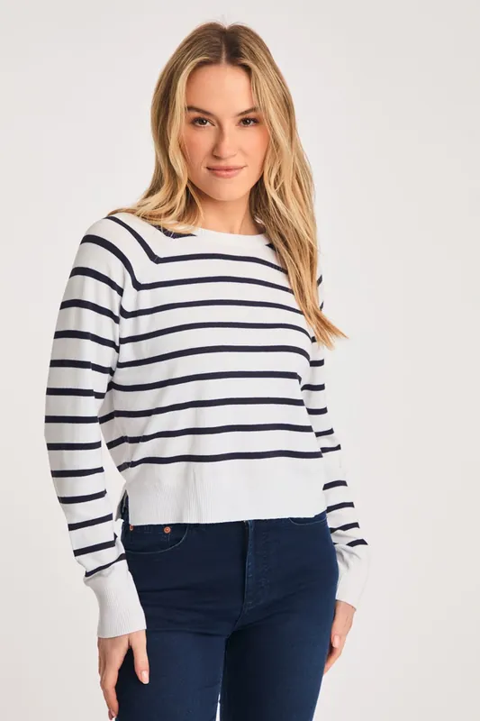 Crew Neck Long Sleeve Striped Knit Jumper - French Connection