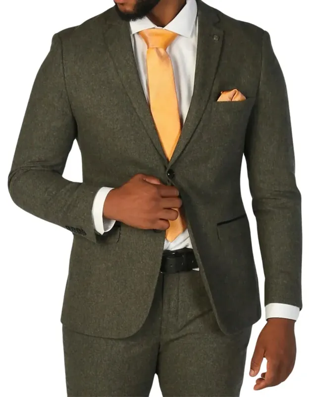 Men's Wool Blend Tweed Formal Blazer - Infinity Leather