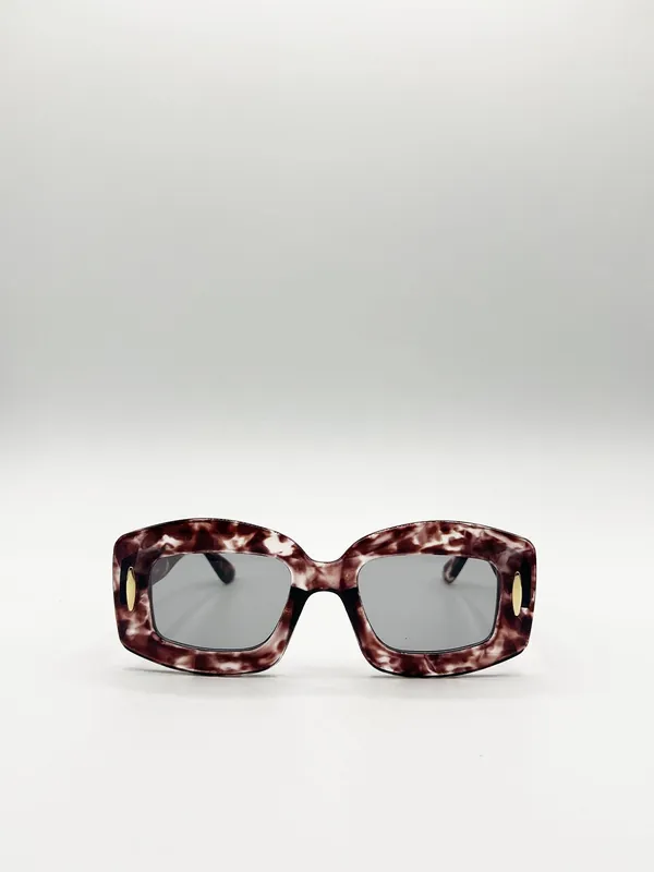 Oversized Chunky Rectangle Sunglasses in Brown multi - SVNX