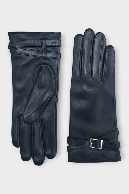 Italian Leather Buckle Soft Wool Lining Fashion Casual Winter Gloves - Infinity Leather