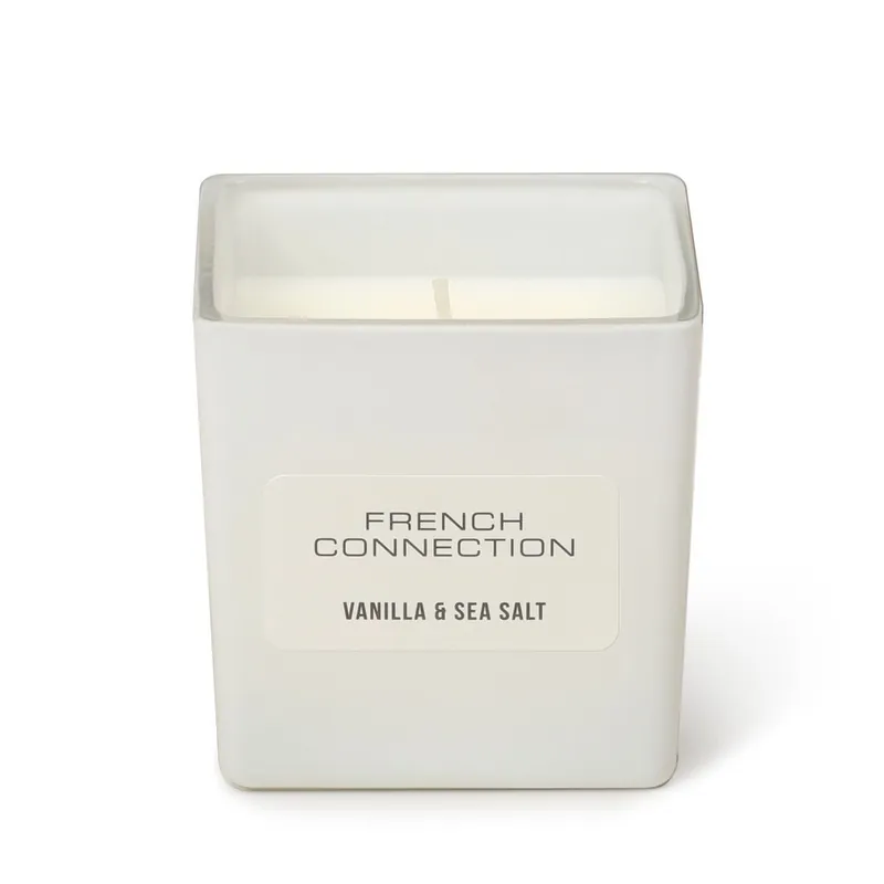 Vanilla & Sea Salt White Glass Candle 190g – Single Wick Scented - French Connection