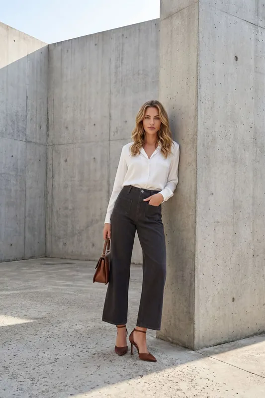 High Waist Denim Pants with Zipper - MyFashion