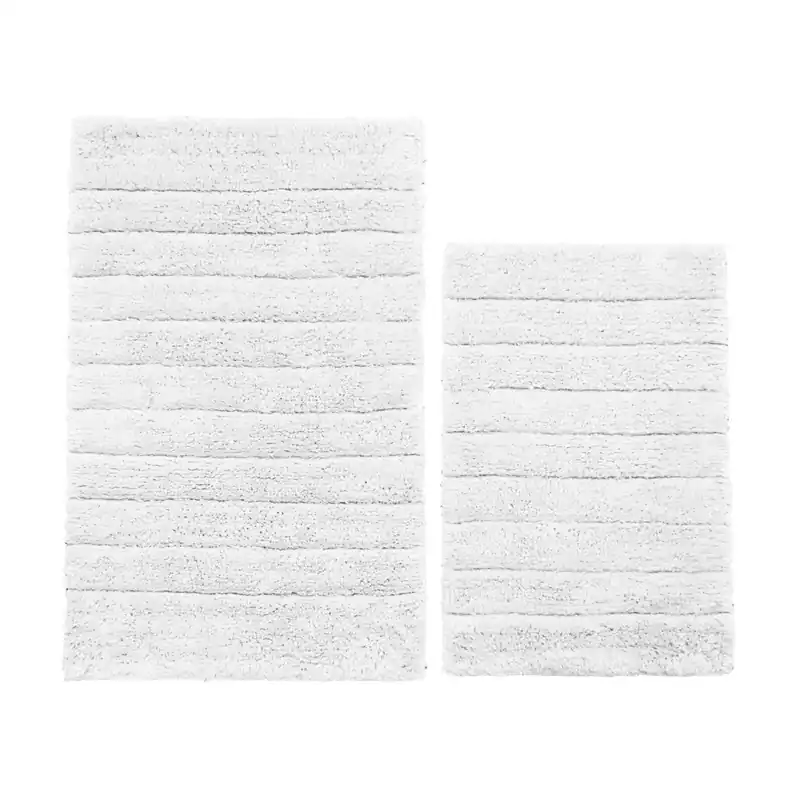 Ribbed Two Piece Bath Mat Set - 100% Cotton
