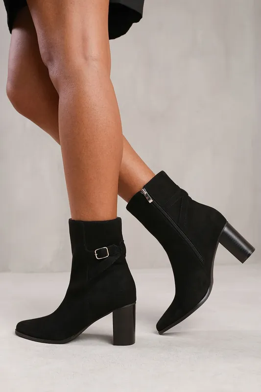 North' Wide Fit Block Heel Boot With Buckle Detail - Where's That From