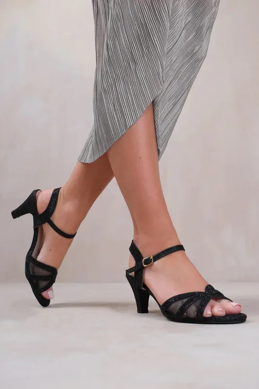 Jillian' Wide Fit Diamante Mesh Strappy Heel - Where's That From