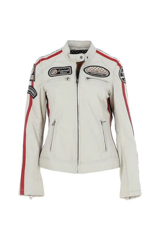 Corsa' Real Leather Vintage Wash Racing Patch Details Jacket - Ashwood Leather