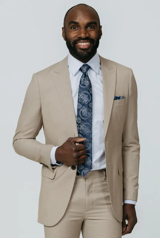 Stone Sharkskin Slim Fit Suit Jacket - Dobell
