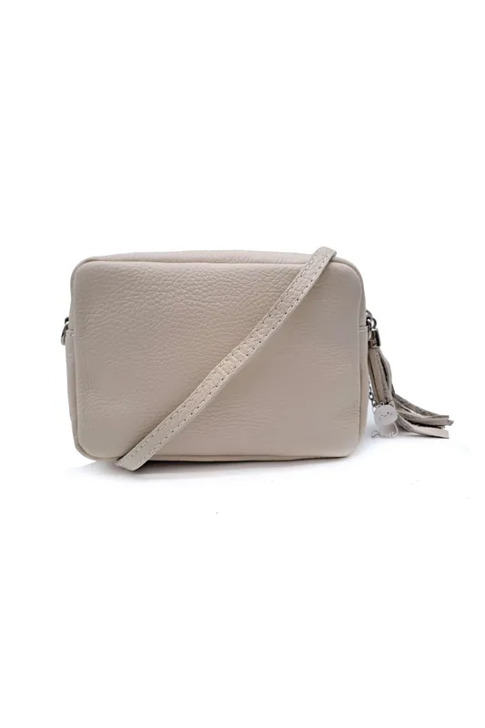 Kitise Small Slim Genuine Italian Leather Tassel Crossbody Bag
