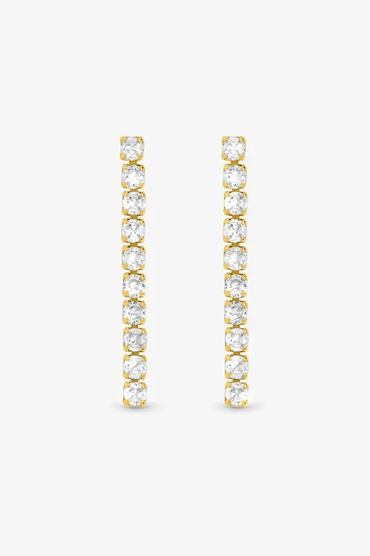 Gold Plated and Cubic Zirconia Round Tennis Earrings - Gift Box