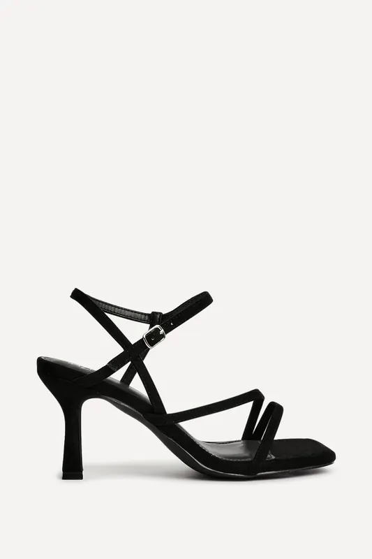 Nicole Black Faux Suede Strappy Heels - Linzi