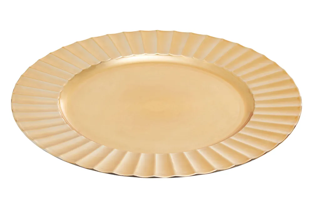 Minimalist Gold Finish Wave Charger Plate, Functional Dinner Plate For Dinner, Reliable Gold Finish Plate - Orsina