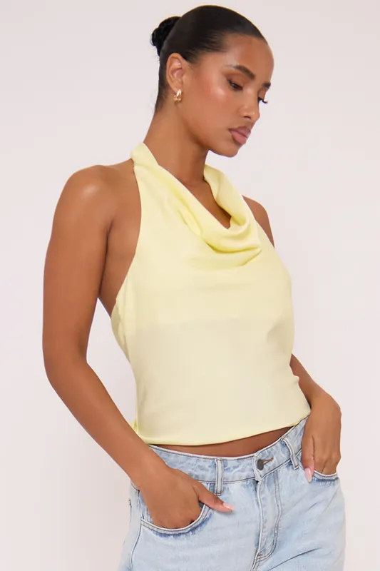 Sleeveless Cowl Neck Open Back Top - EGO