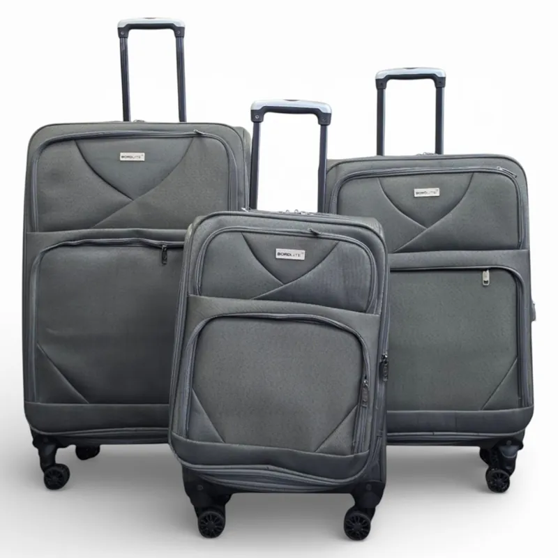 Soft Shell Lightweight Nylon Travel Holiday Set of 3 Suitcases - Seas