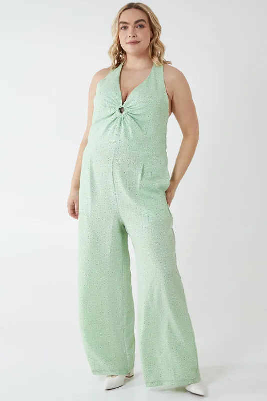 Curve Halterneck Culotte Jumpsuit - Blue Vanilla