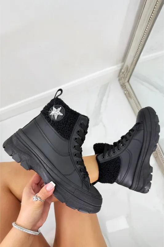 Crystal Starstruck Platform Ankle Trainer Boots - Love Lemonade