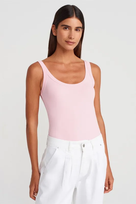 Sleeveless Ribbed Cotton-blend Bodysuit