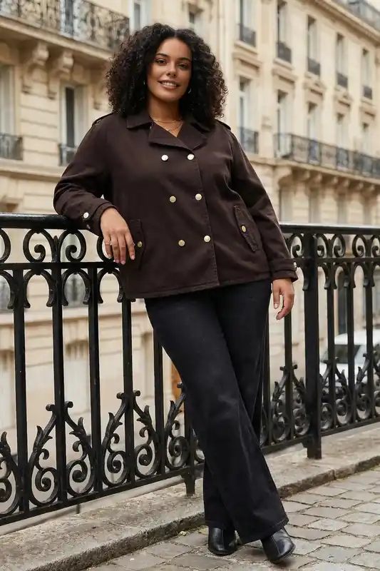 Double Breasted Button Detail Structured Jacket - WOVCOR