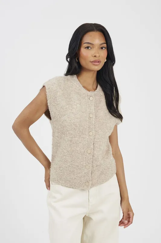 Boucle Knitted Waistcoat - Brave Soul