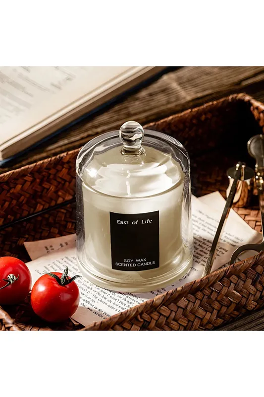 High-End Lychee & White Tea Scented Bell Jar Candle Home Fragrance Help Sleep, 9cm * 11.5cm